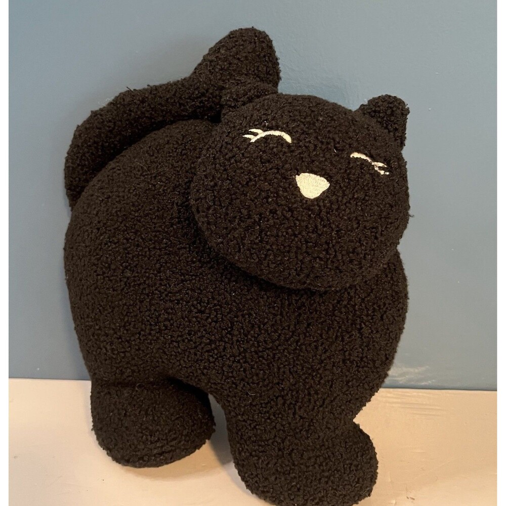 Martha Stewart Halloween Weighted Shelf/Doorstop Black Cat Plush Fall Decor